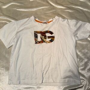 Dolce & Gabbana White Tee with Multicolor Logo